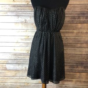 Rieley Strapless Gold Polka Dot Dress M